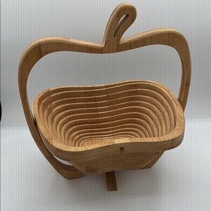 Vintage Folding Wood Apple Spiral Basket - Super cool!